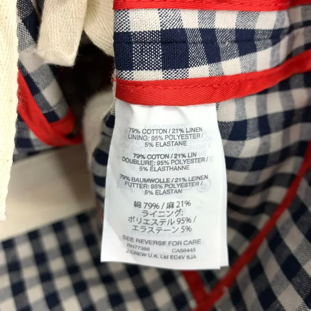 J. Crew Women's Size 00 Full Zip Plaid Moto Jacket Long Sleeves Navy/White Check